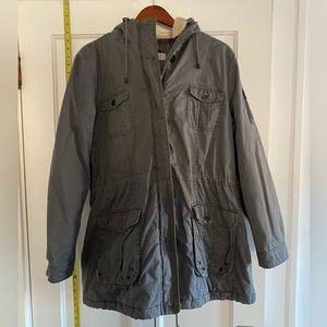 Marc New York Grey Parka - Marc NY Grey Coat w/ Sherpa Hood by Andrew Marc (XL)